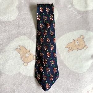 Bugatti XE 100% Silk Made in USA Christmas Candy Cane & Bears Festive Tie